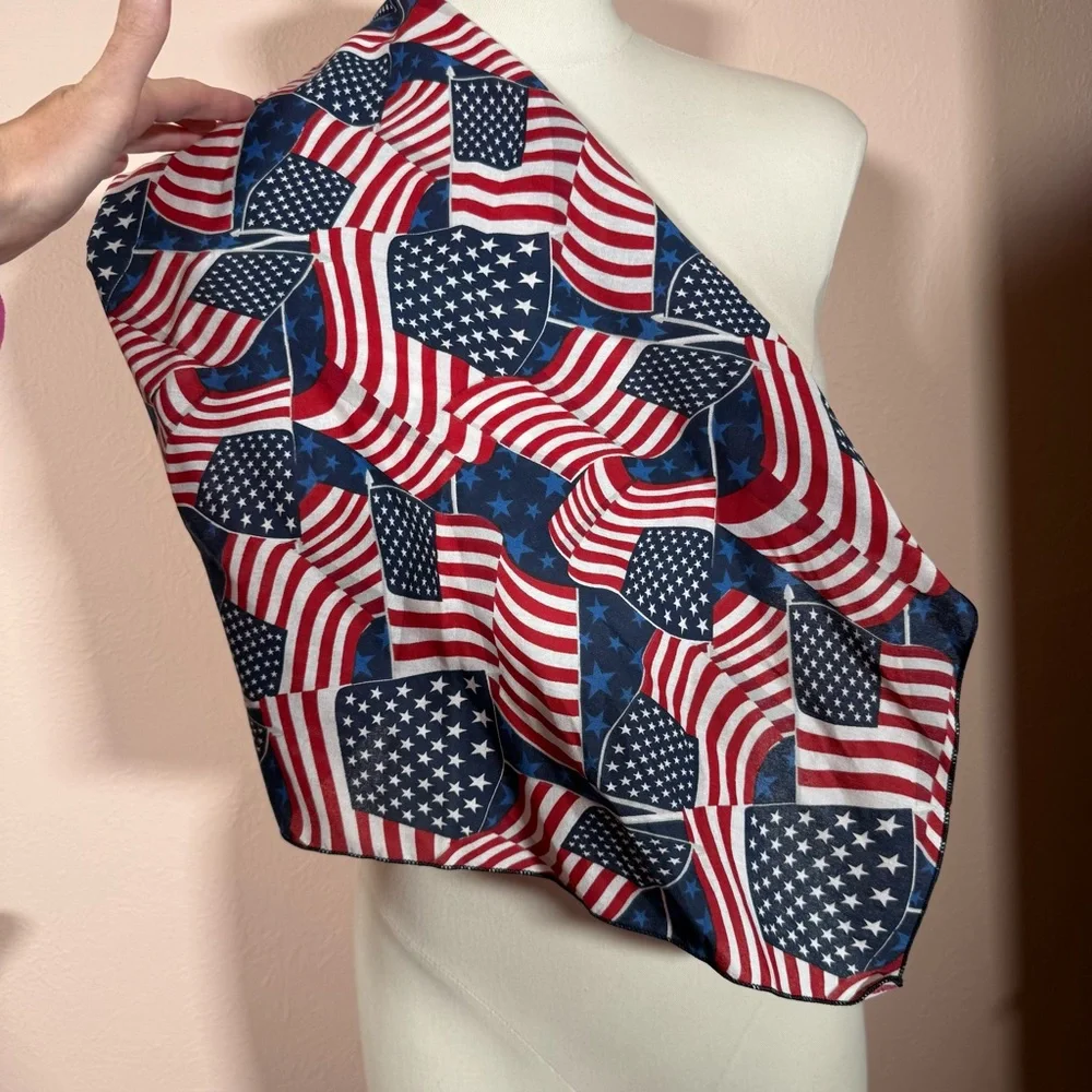 Vintage 1980 90 Handmade retro western flag print bandana scarf USA 🇺🇸 - Picture 8 of 15